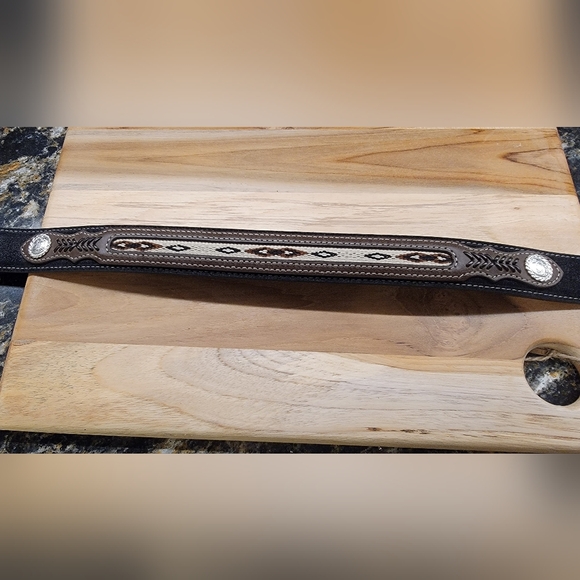 Nocona Black and Brown Leather Belt Size 40 - Picture 3 of 5